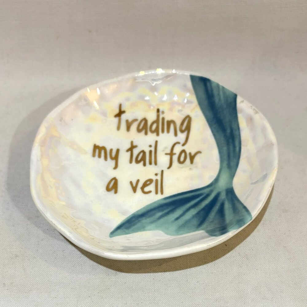 Trading My Tail For A Veil Little Mermaid Ceramic Trinket Ring Dish Francesca's